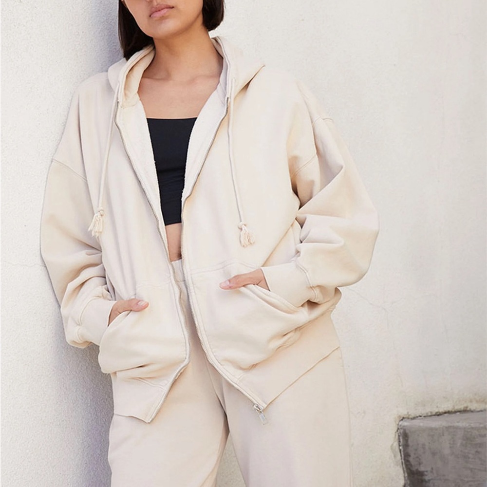 Brandy Melville Cream Zip Up